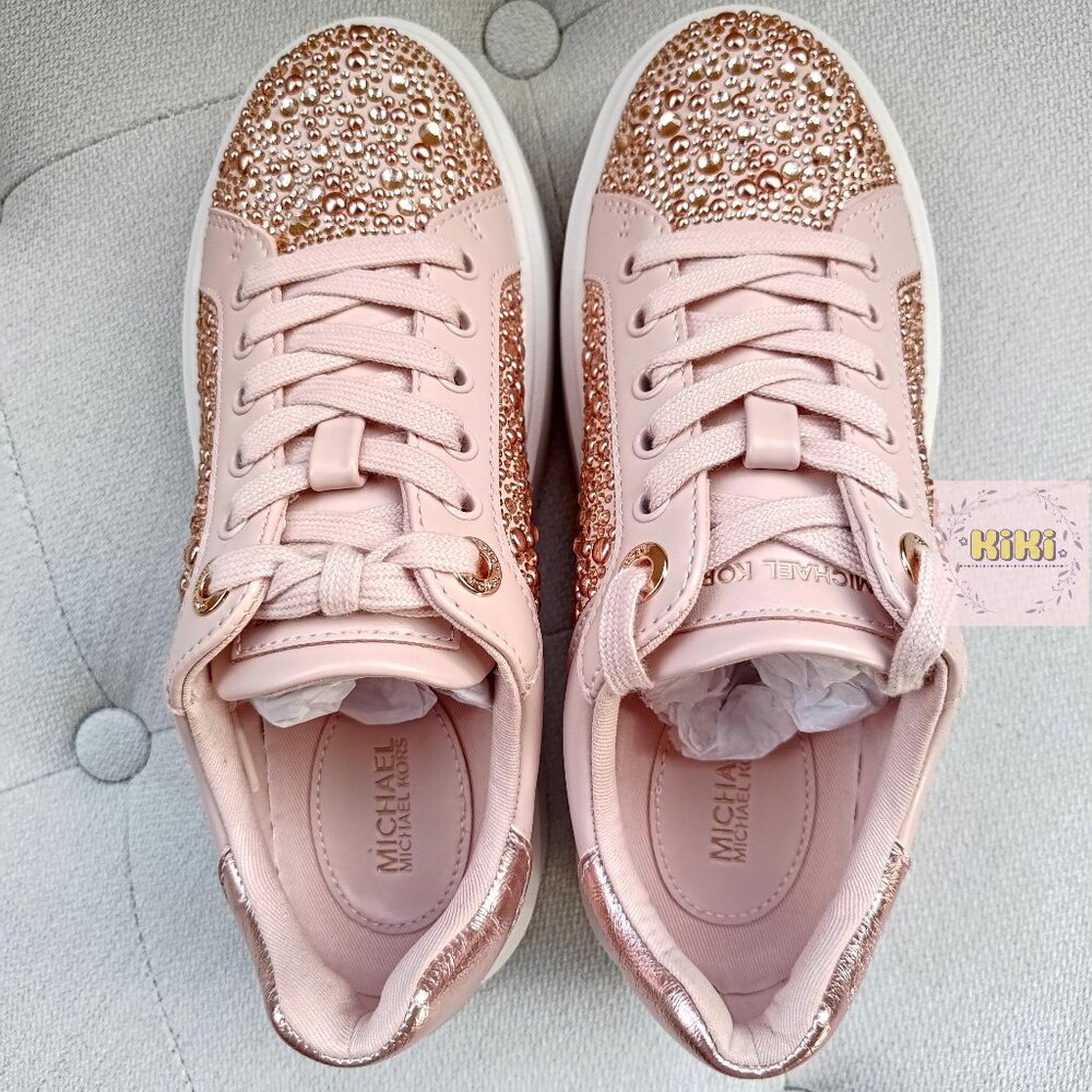 Michael Kors Romey Embellished Platform Sneaker Pink 49F5RMFS1S - Picture 13 of 15